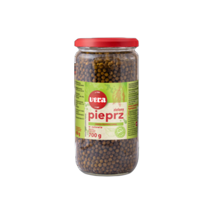 Pieprz zielony w zalewie 700 / 450 g Vera Pieprz zielony w zalewie 700/450 g Vera