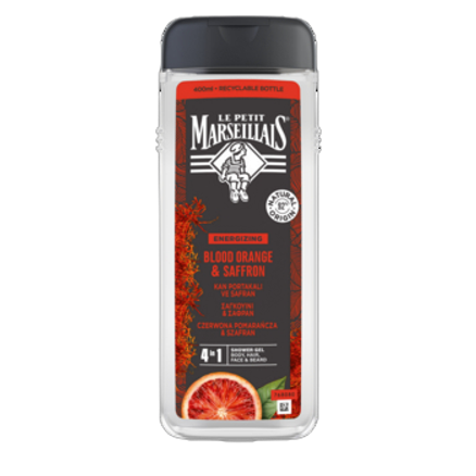 Le Petit Marseillas, Żel pod prysznic 3w1 dla mężczyzn - Czerwona pomarańcza i Szafran 400 ml Le Petit Marseillas, Żel pod prysznic 3w1 dla mężczyzn - Czerwona pomarańcza i Szafran 400 ml