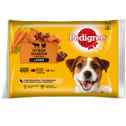 Pedigree Adult wołowina , jagnięcina/indyk, marchewka 4x100 g Pedigree Adult wołowina , jagnięcina/indyk, marchewka 4x100g