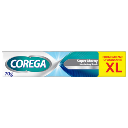 Corega Super Mocny Neutralny Smak Krem mocujący bez cynku do protez zębowych 70 g Corega Super Mocny Neutralny Smak Krem mocujący bez cynku do protez zębowych 70 g