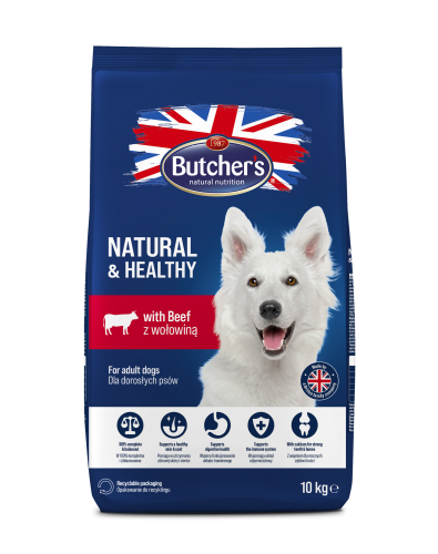 Butcher's Natural&amp;Healthy, sucha karma dla psa, z wołowiną, 10kg