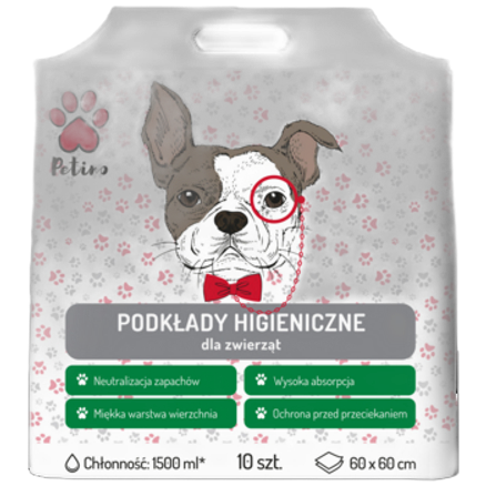 Podkłady jednorazowe dla zwierząt Petino 10 szt. 60x60cm Podkłady jednorazowe dla zwierząt Petino 10 szt. 60x60cm