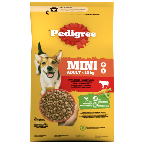 Pedigree Mini Adult sucha karma z wołowiną i warzywami 2 kg