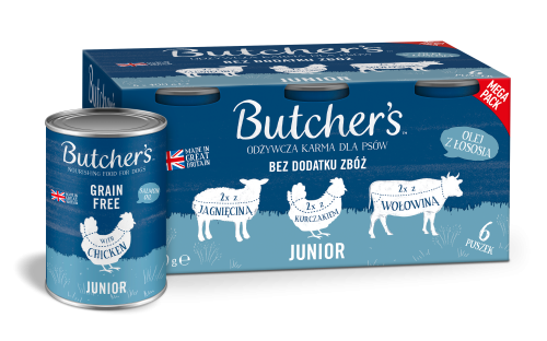 Butcher's Original Megapack Junior, karma dla szczeniaka, mix smaków, kawałki w galaretce, 6x400 g