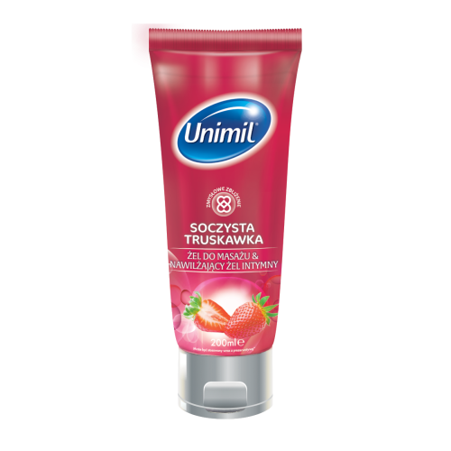 Unimil Żel do masażu & nawilżający żel intymny soczysta truskawka 200 ml Unimil Żel do masażu &amp; nawilżający żel intymny soczysta truskawka 200 ml