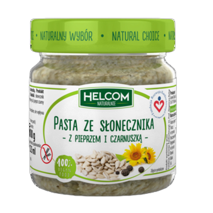 Pasta ze słonecznika z pieprzem i czarnuszką Helcom 225 ml Pasta ze słonecznika z pieprzem i czarnuszką Helcom 225ml