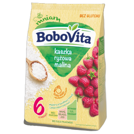 BoboVita Kaszka ryżowa malina po 6 miesiącu 180 g BoboVita Kaszka ryżowa malina po 6 miesiącu 180 g