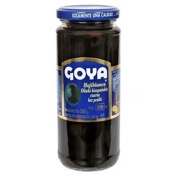 Oliwki czarne hiszpańskie bez pestek Goya 358 ml Oliwki czarne hiszpańskie bez pestek Goya 358ml