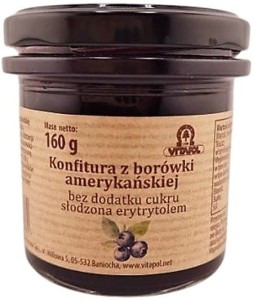 Konfitura z borówki amerykańskiej słodzona erytrytolem B/C 160 g