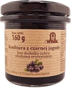Konfitura z czarnej jagody słodzona erytrytolem B/C 160 g