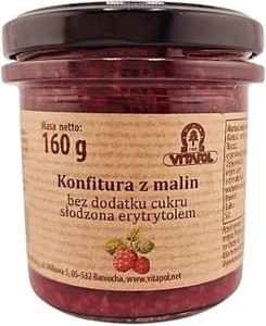 Konfitura z malin słodzona erytrytolem B/C 160 g