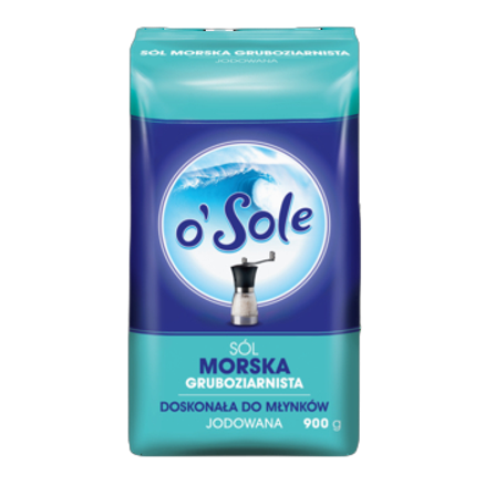 Sól morska gruboziarnista jodowana o'Sole 900 g Sól morska gruboziarnista jodowana o'Sole 900g