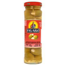Figaro Oliwki zielone nadziewane migdałami 142 g Figaro Oliwki zielone nadziewane migdałami 142 g