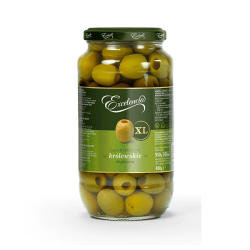 Excelencia Oliwki zielone Gordal królewskie drylowane 910 g Excelencia Oliwki zielone Gordal królewskie drylowane 910 g