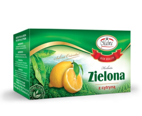 Malwa Herbata zielona o smaku cytrynowym 20x2 g Malwa Herbata zielona o smaku cytrynowym 20x2g