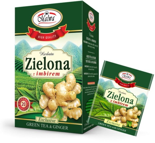 Malwa Herbata zielona z imbirem 20x1,5 g Malwa Herbata zielona z imbirem 20x1,5g