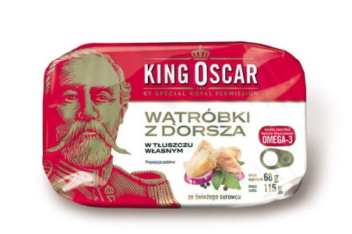 King Oscar wątróbki dorsz w tłuszczu własnym 115 g King Oscar wątróbki dorsz w tłuszczu własnym 115 g