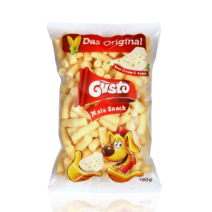 GUSTO chrupki kukurydziane o smaku śmietanowo-cebulowym 100 g GUSTO chrupki kukurydziane naturalne o smaku śmietanowo-cebulowym 100 g