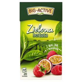 Big-Active herbata zielona z maliną plus marakuja 34 g Big-Active Herbata zielona z maliną plus marakuja 34 g (20 torebek)