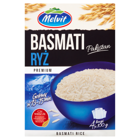Melvit Premium ryż Basmati Pakistan 400 g (4 torebki) Melvit Premium Ryż Basmati Pakistan 400 g (4 torebki)