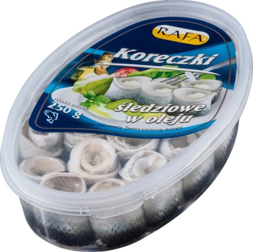 Rafa Koreczki śledziowe w oleju 250 g Rafa Koreczki śledziowe w oleju 250 g
