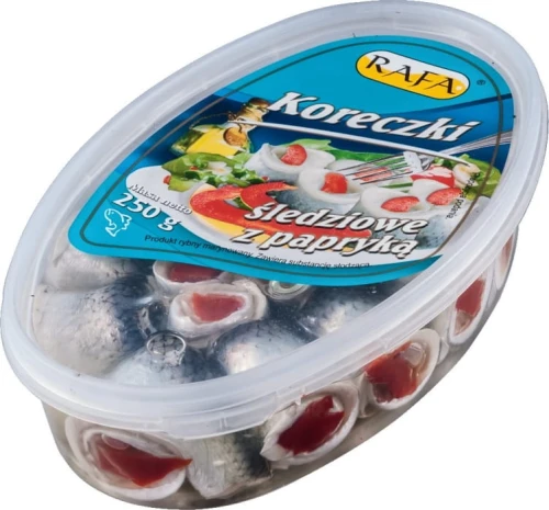 Rafa Koreczki śledziowe z papryką 250 g Rafa Koreczki śledziowe z papryką 250 g