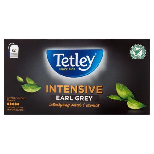Tetley Intensive Earl Grey Herbata czarna aromatyzowana 100 g (50 torebek)