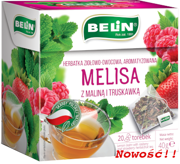 Belin Melisa z maliną i truskawką – herbatka ziołowo-owocowa 20 x 2 g Belin Melisa z maliną i truskawką – herbatka ziołowo-owocowa 20x2 g