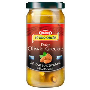 Primo Gusto Melissa Duże oliwki greckie ręcznie nadziewane migdałami 240 g