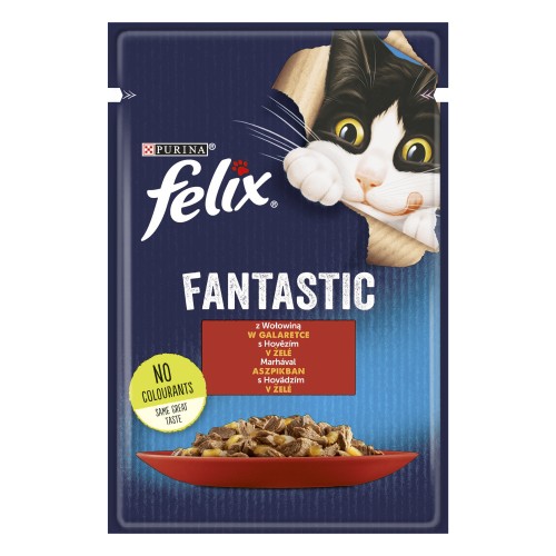 Felix Fantastic Karma dla kotów z wołowiną w galaretce 85 g