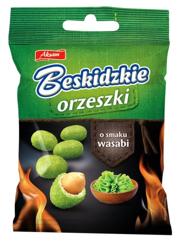 Beskidzkie Orzeszki o smaku wasabi 70 g Beskidzkie Orzeszki o smaku wasabi 70 g