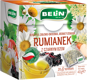 Belin Rumianek z czarnym bzem – herbatka ziołowo-owocowa 40 g Belin Rumianek z czarnym bzem – herbatka ziołowo-owocowa 20x2 g