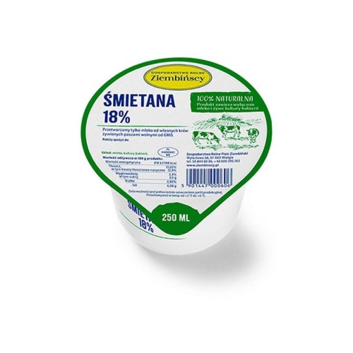 Ziembiński Śmietana 18% 250 g Ziembiński Śmietana 18% 250 g