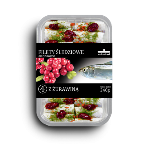 Filety śledziowe z żurawiną Admirał 240 g Filety śledziowe z żurawiną Admirał 240g