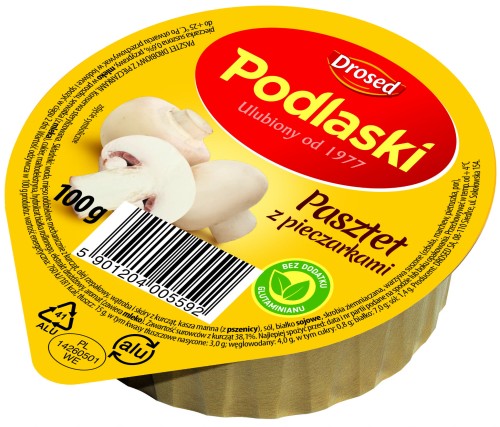 Drosed Podlaski Pasztet pieczarkowy 100 g Drosed Podlaski Pasztet pieczarkowy 100 g