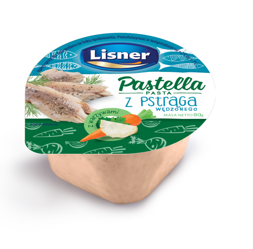 Lisner PASTELLA 80g Z PSTRĄGA  Z WARZYWAMI
