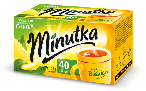 Minutka herbata czarna aromatyzowana cytrynowa 56 g Minutka Herbata czarna aromatyzowana o smaku cytryny 56 g (40 torebek)