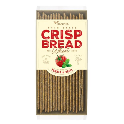 Danvita Płaskie chlebki pszenne z pomidorami i bazylią 130 g Danvita Płaskie chlebki pszenne z pomidorami i bazylią 130 g