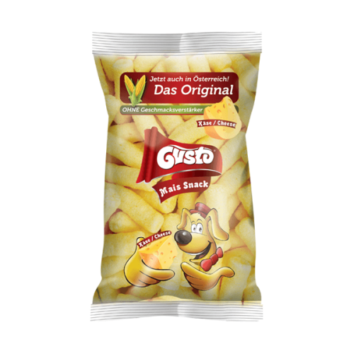 GUSTO chrupki kukurydziane o smaku serowym 100 g GUSTO chrupki kukurydziane naturalne o smaku serowym 100 g