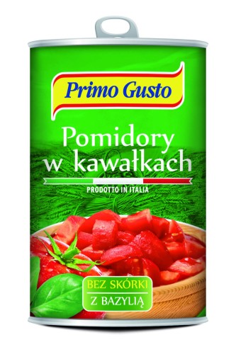 Melissa Primo Gusto Tomatera Pomidory bez skórki krojone z bazylią w puszce 400 g Melissa Primo Gusto Tomatera Pomidory bez skórki krojone z bazylią w puszce 400 g