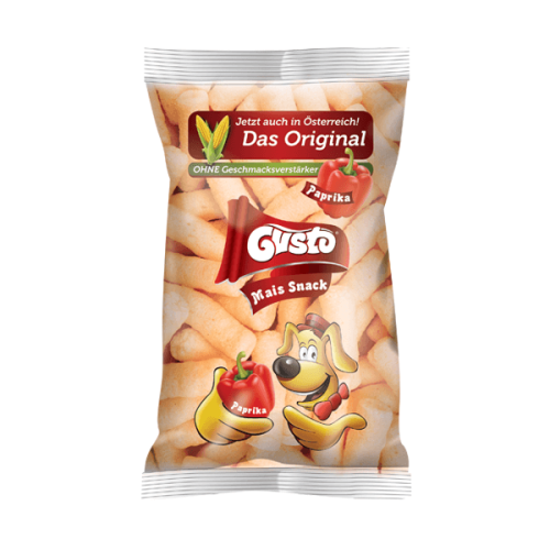 GUSTO chrupki kukurydziane o smaku paprykowym 100 g GUSTO chrupki kukurydziane naturalne o smaku paprykowym 100 g