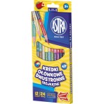 Kredki ołówkowe trójkątne dwustronne Astra 12=24 kolory + temperówka