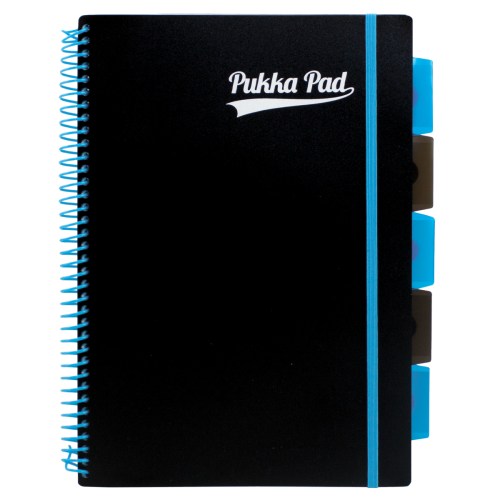 Pukka Pad Kołozeszyt PP Neon Black A4 niebieski kratka Pukka Pad Kołozeszyt PP Neon Black A4 niebieski kratka