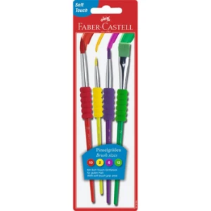 Pędzle szkolne z miękkim uchwytem 4 sztuki blister Faber-Castell