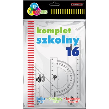 Komplet szkolny linijka 16 cm +2 ekierki +kątomierz Top-2000 Komplet szkolny linijka 16 cm +2 ekierki +kątomierz Top-2000