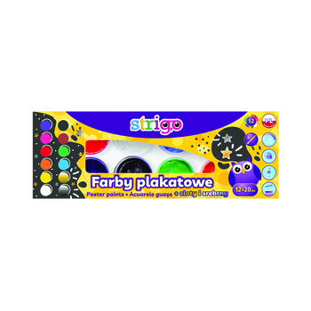 Strigo Farby plakatowe z pędzelkiem, 12 kolorów z kolorem złotym i srebrnym po 20 ml 957572_0_1746756321601.jpg