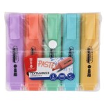 Zakreślacz MEMOBE ścięta końcówka 5 kolorów pastelowych etui