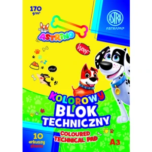 Blok kolorowy barwiony w masie ASTRAPAP A3 170 g 10 ark Astrino