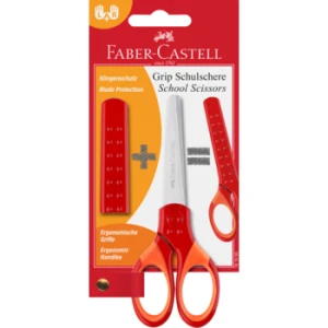 Nożyczki szkolne Grip czerwone/niebieskie blister, Faber-Castell