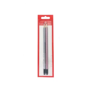 Ołówek grip 2001 HB z gumką Faber-Castell srebrny+ różowy 2 sztuk